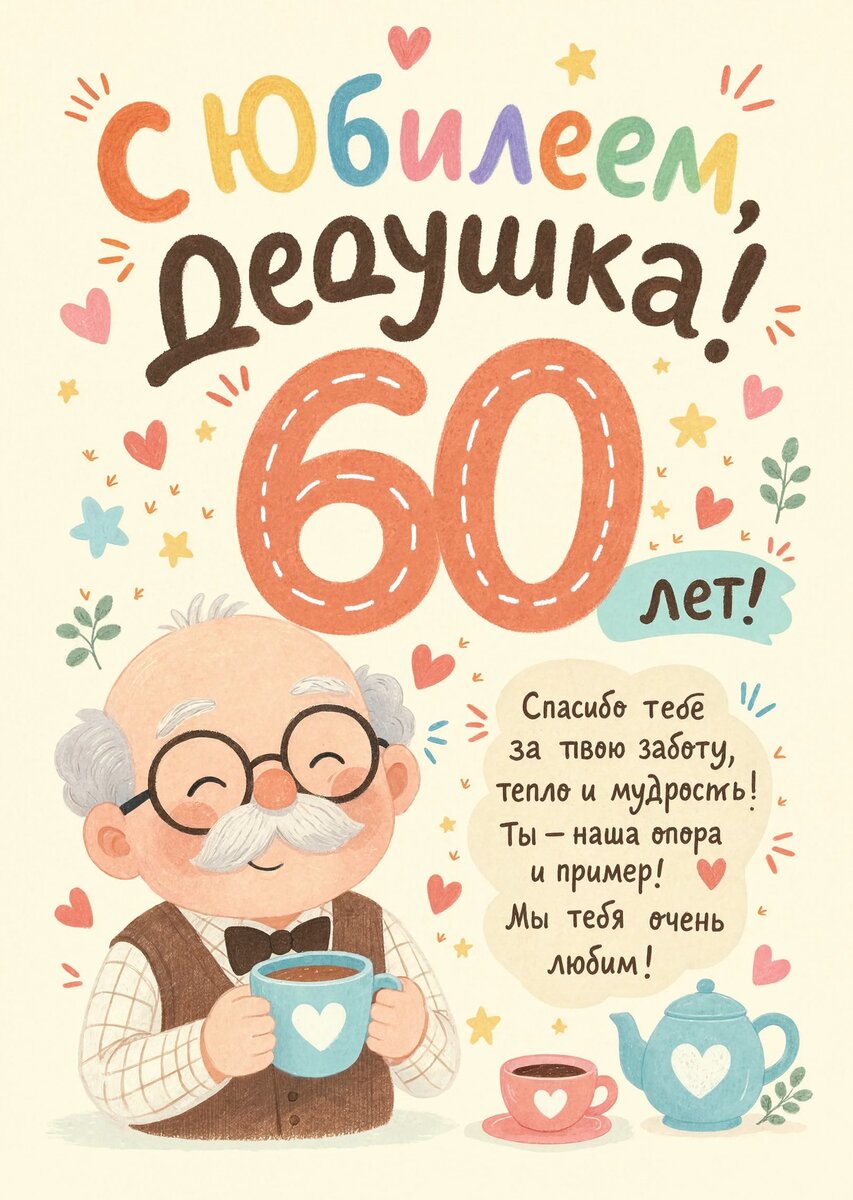 Открытка "С юбилеем дедушка 60 лет" #100