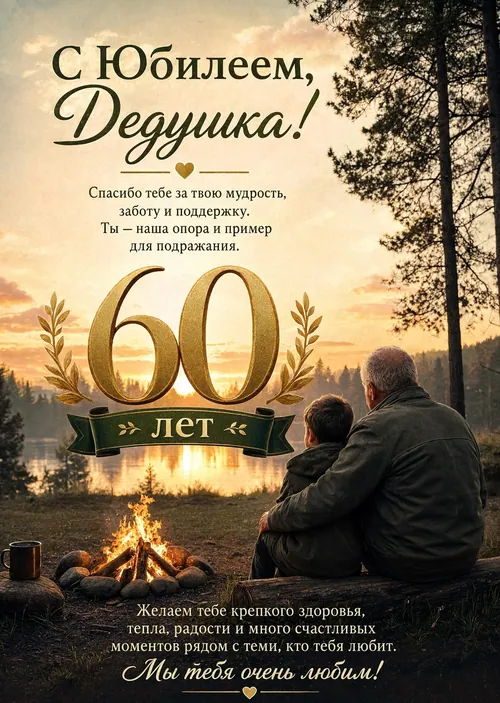 Открытка "С юбилеем дедушка 60 лет" #20