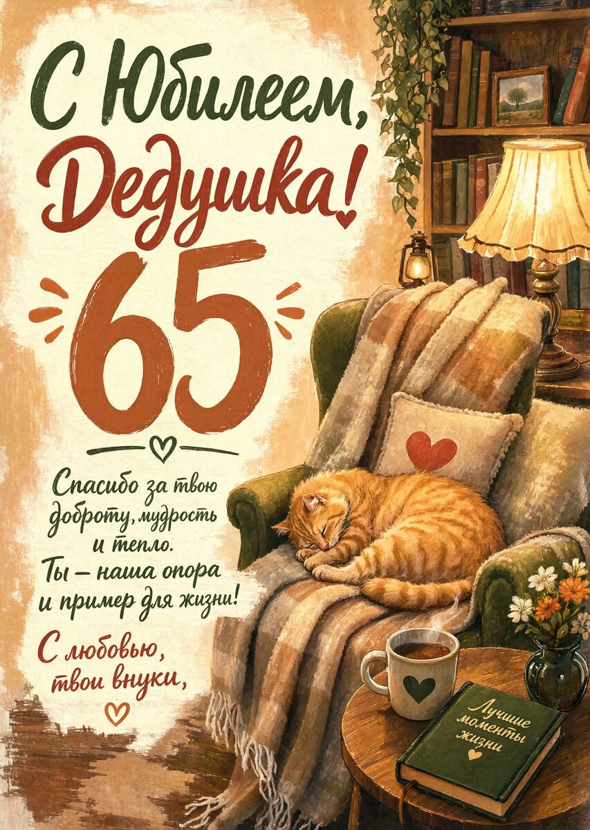 Открытка "С юбилеем дедушка 65 лет" #35