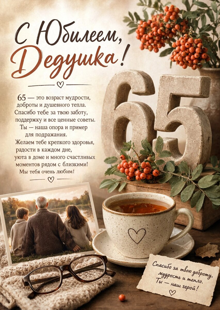 Открытка "С юбилеем дедушка 65 лет" #52