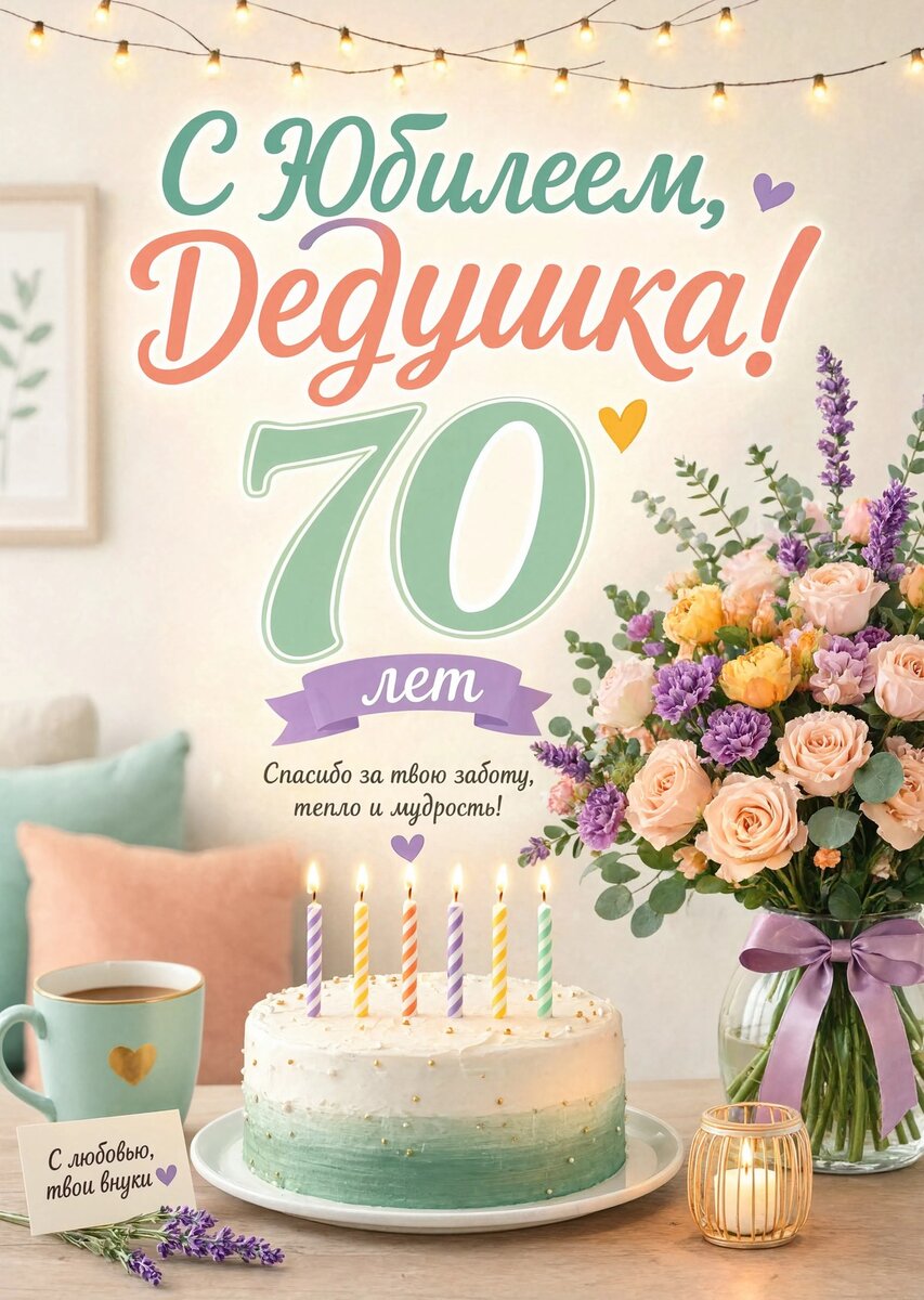 Открытка "С юбилеем дедушка 70 лет" #60