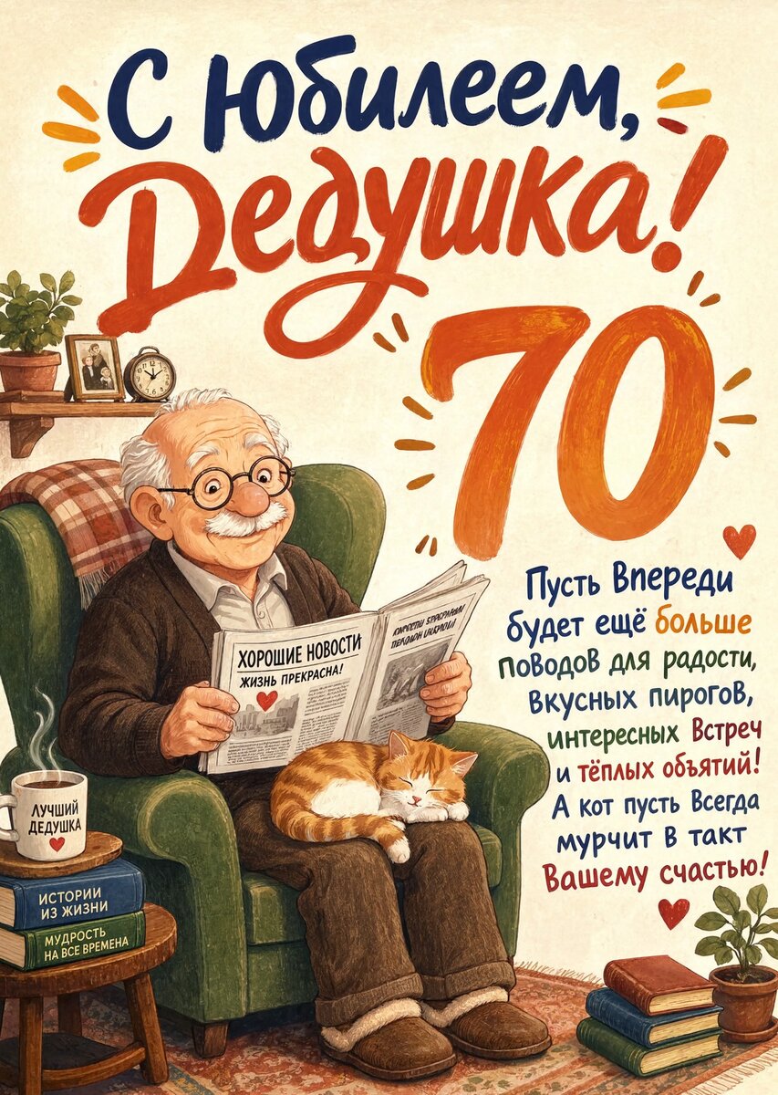 Открытка "С юбилеем дедушка 70 лет" #96