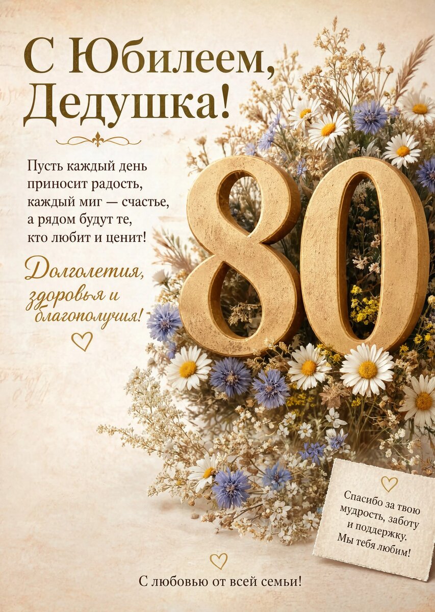 Открытка "С юбилеем дедушка 80 лет" #1