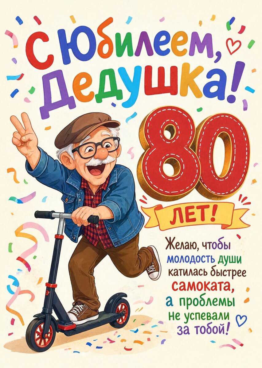 Открытка "С юбилеем дедушка 80 лет" #26
