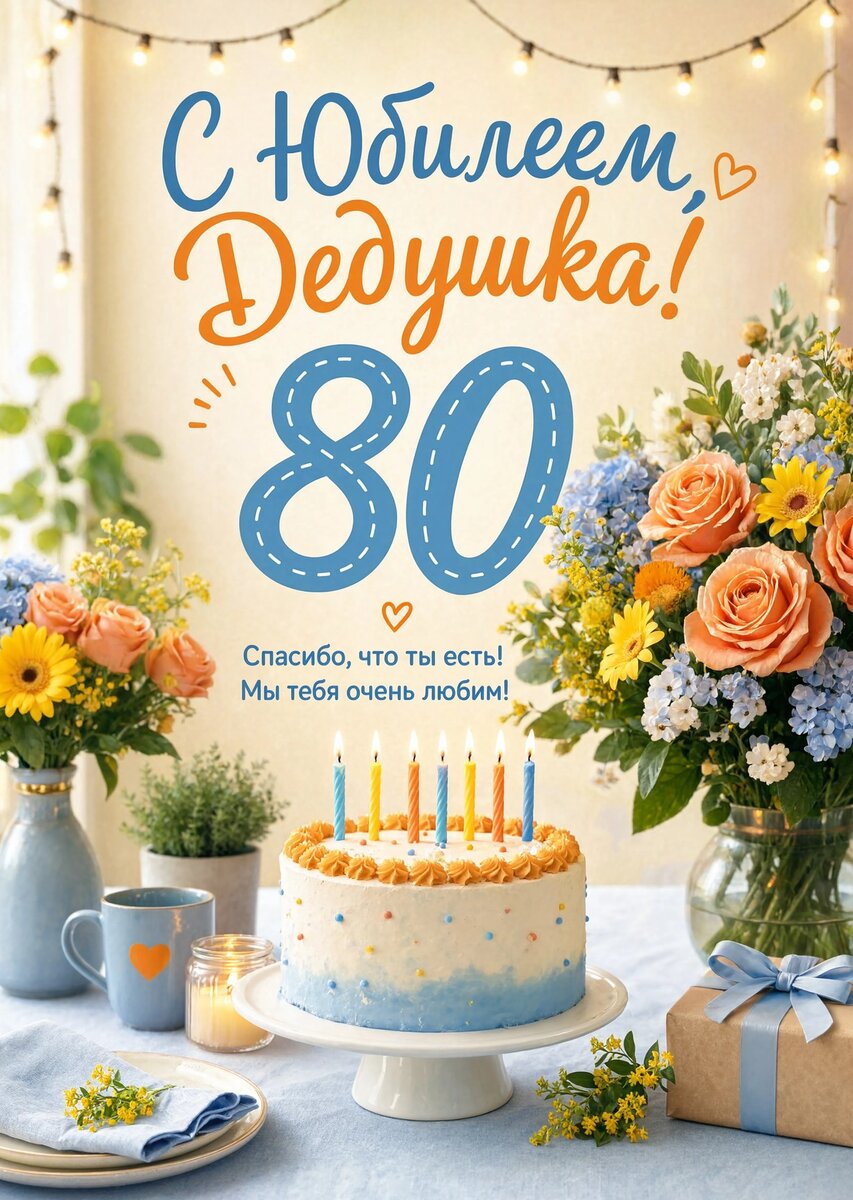 Открытка "С юбилеем дедушка 80 лет" #58