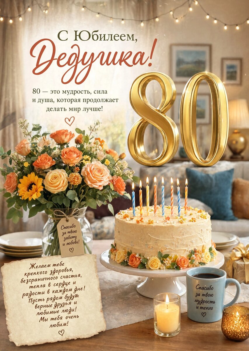 Открытка "С юбилеем дедушка 80 лет" #74