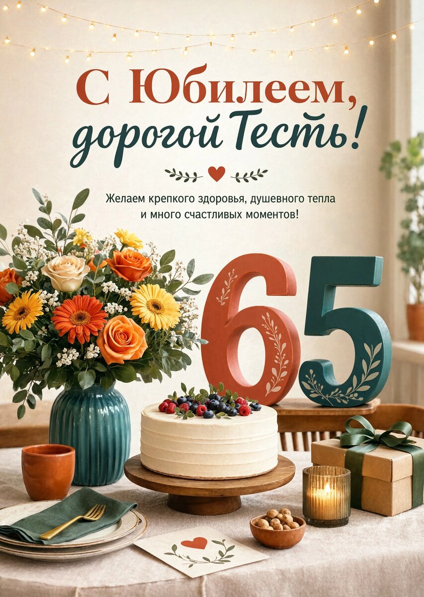 Открытка "С юбилеем дорогой тесть 65 лет" #59