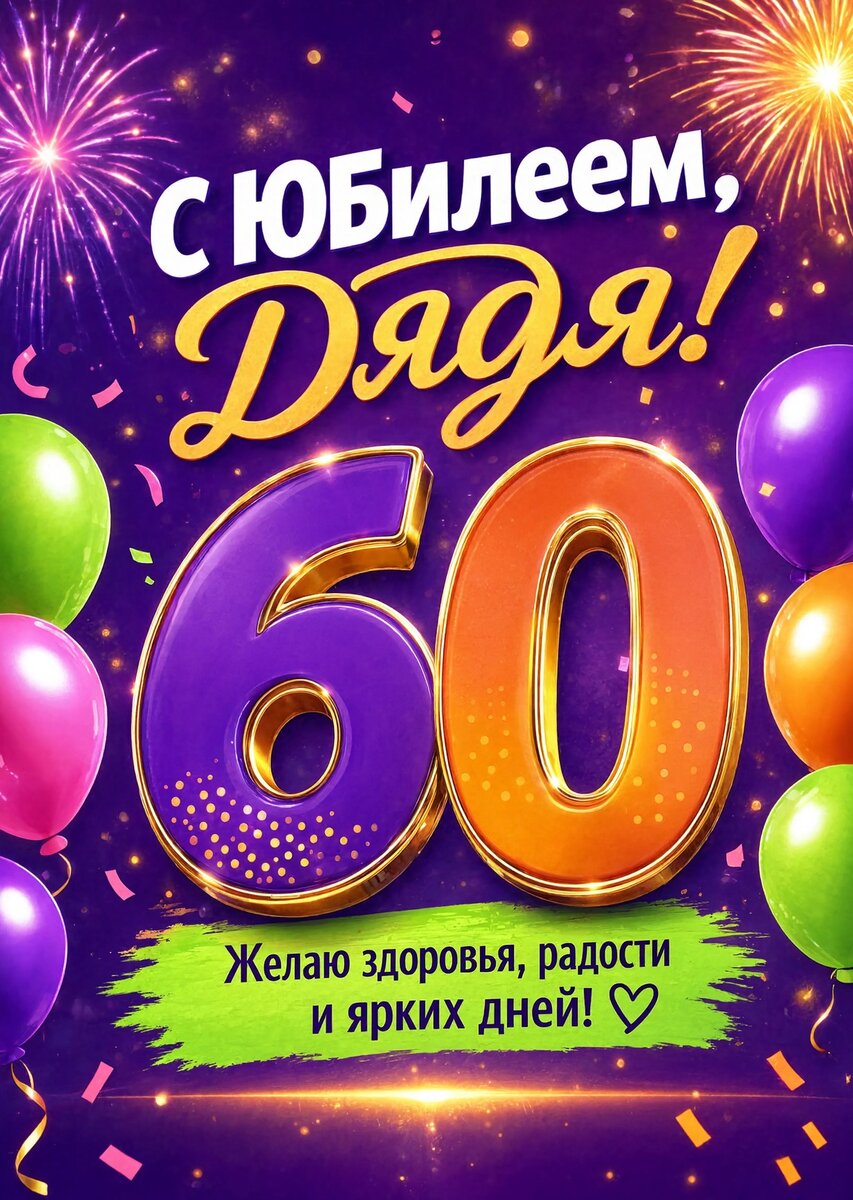 Открытка "С юбилеем дядя 60 лет" #4
