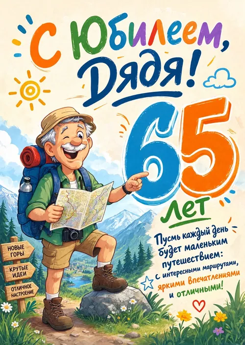 Открытка "С юбилеем дядя 65 лет" #24