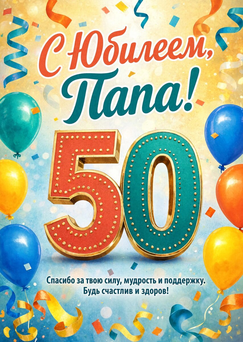Открытка "С юбилеем папа 50 лет" #5