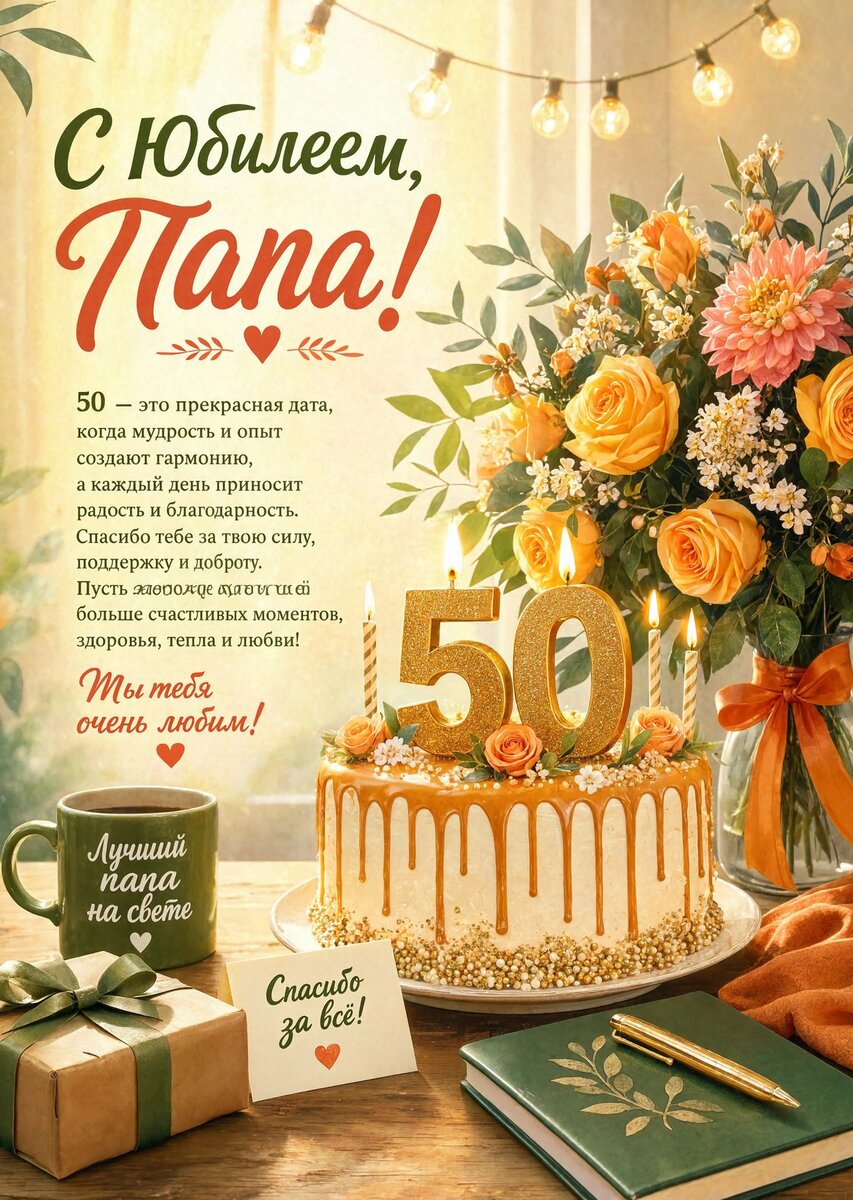 Открытка "С юбилеем папа 50 лет" #77