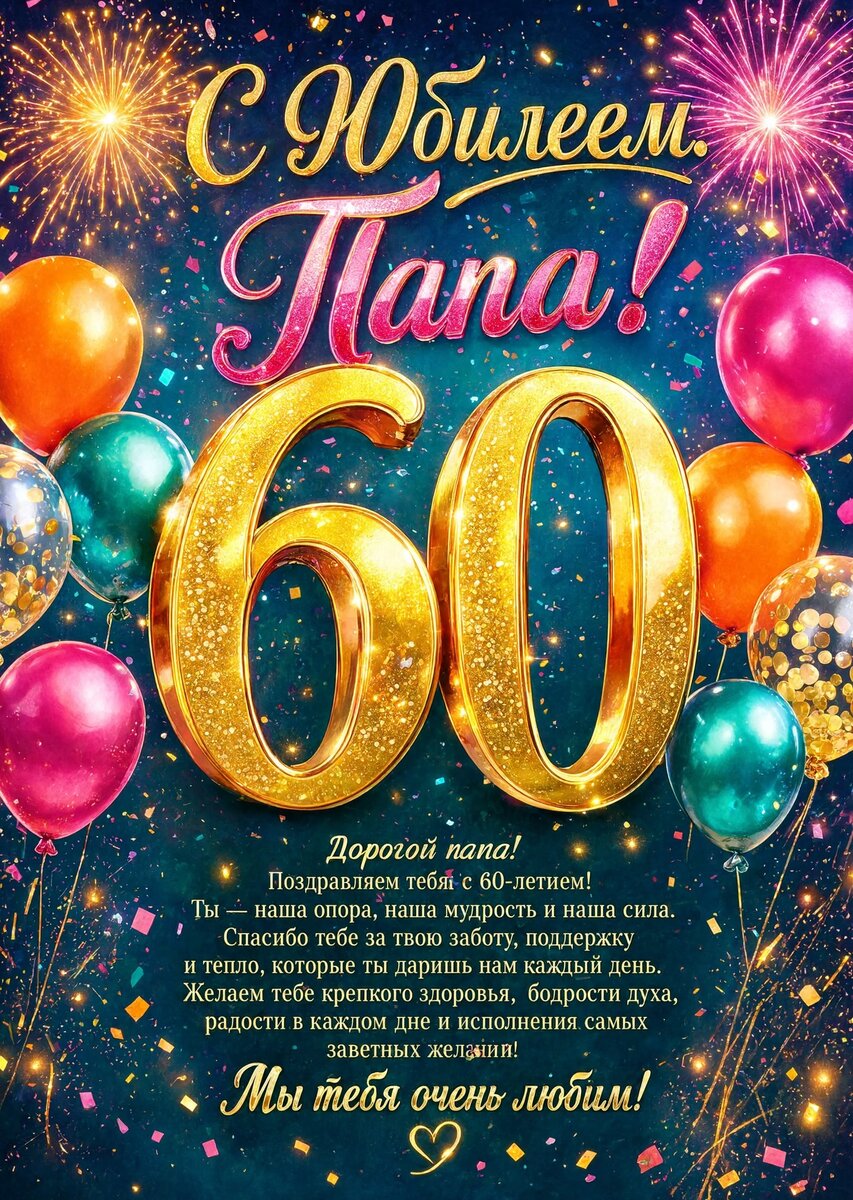 Открытка "С юбилеем папа 60 лет" #12