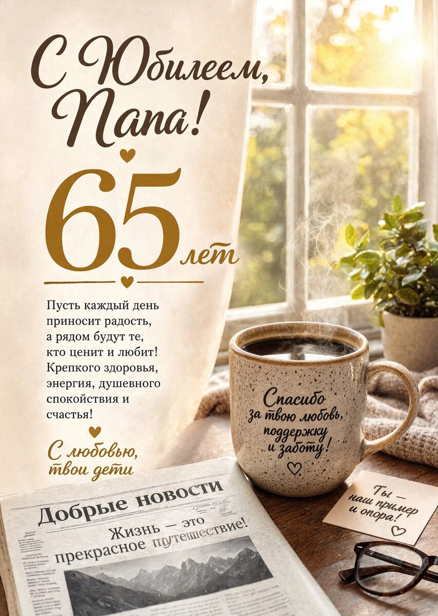 Открытка "С юбилеем папа 65 лет" #43