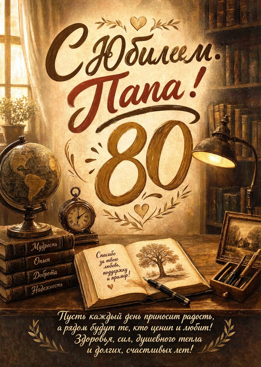 Открытка "С юбилеем папа 80 лет" #33