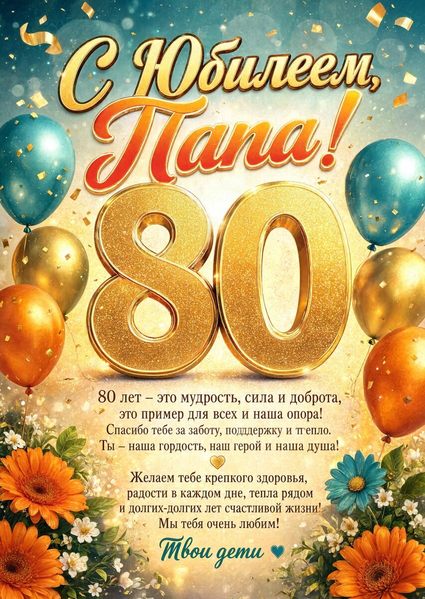 Открытка "С юбилеем папа 80 лет" #89
