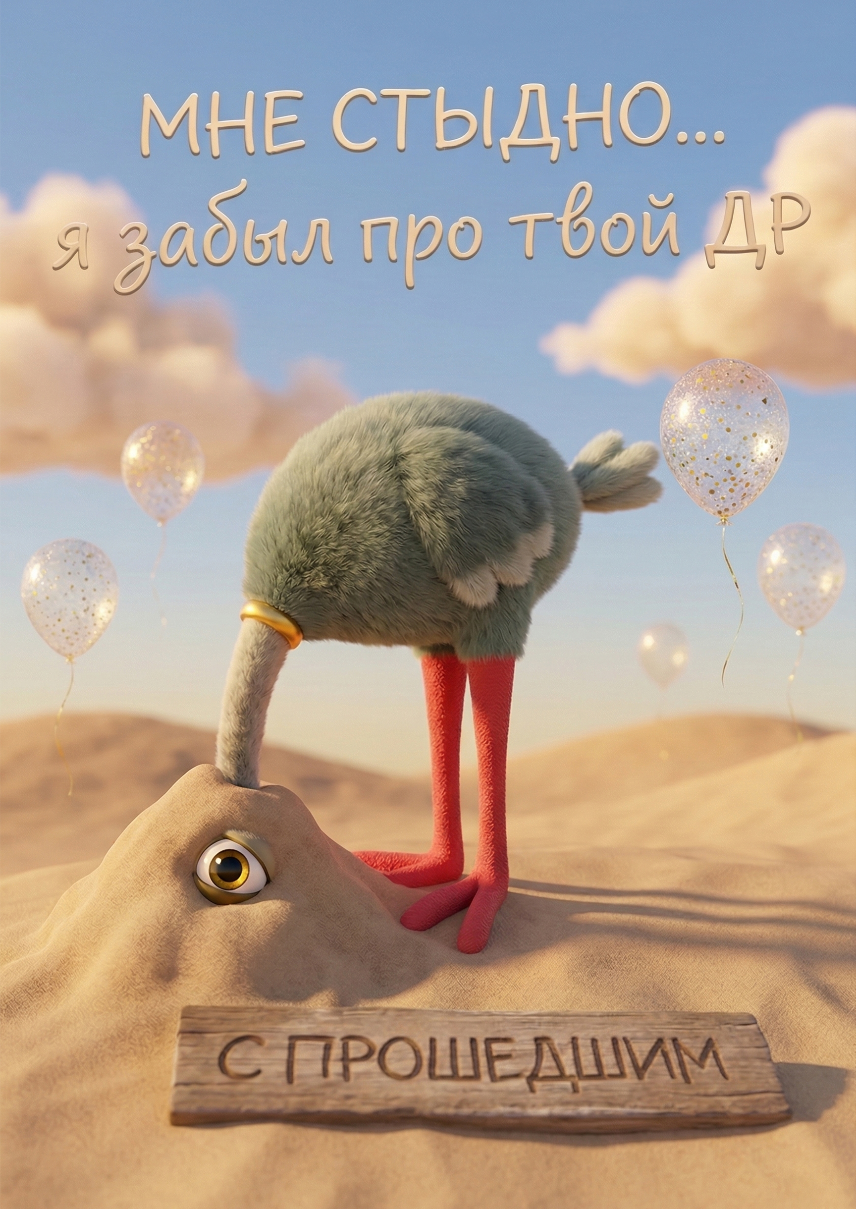 Открытка "Прости забыл поздравить с днем рождения #50"