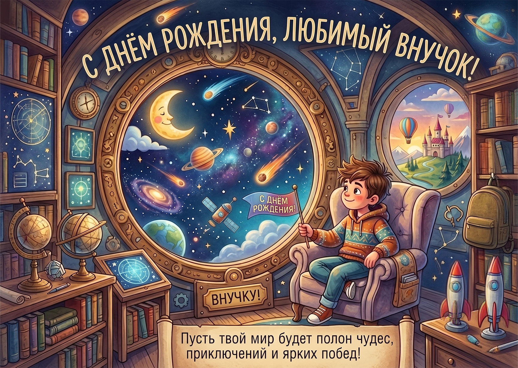 Открытка "С днем рождения #53" внуку