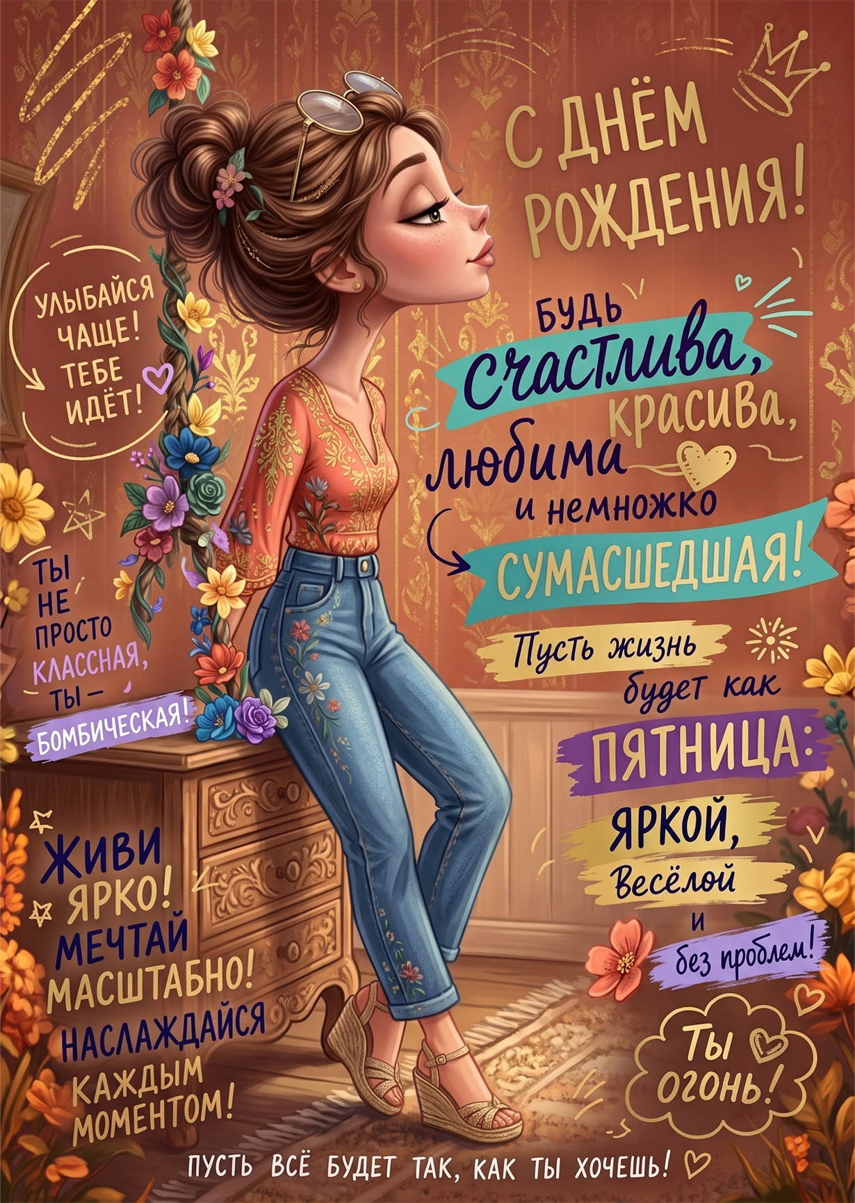 Открытка "С днем рождения торт #70"