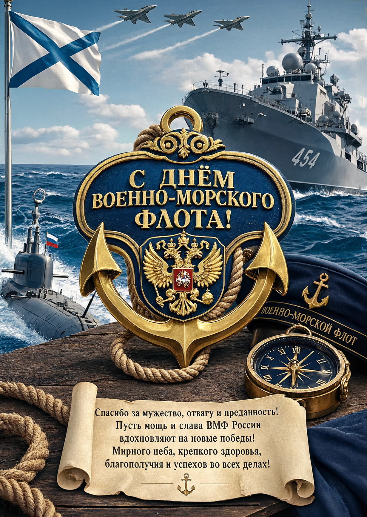 Открытка с днем ВМФ #5