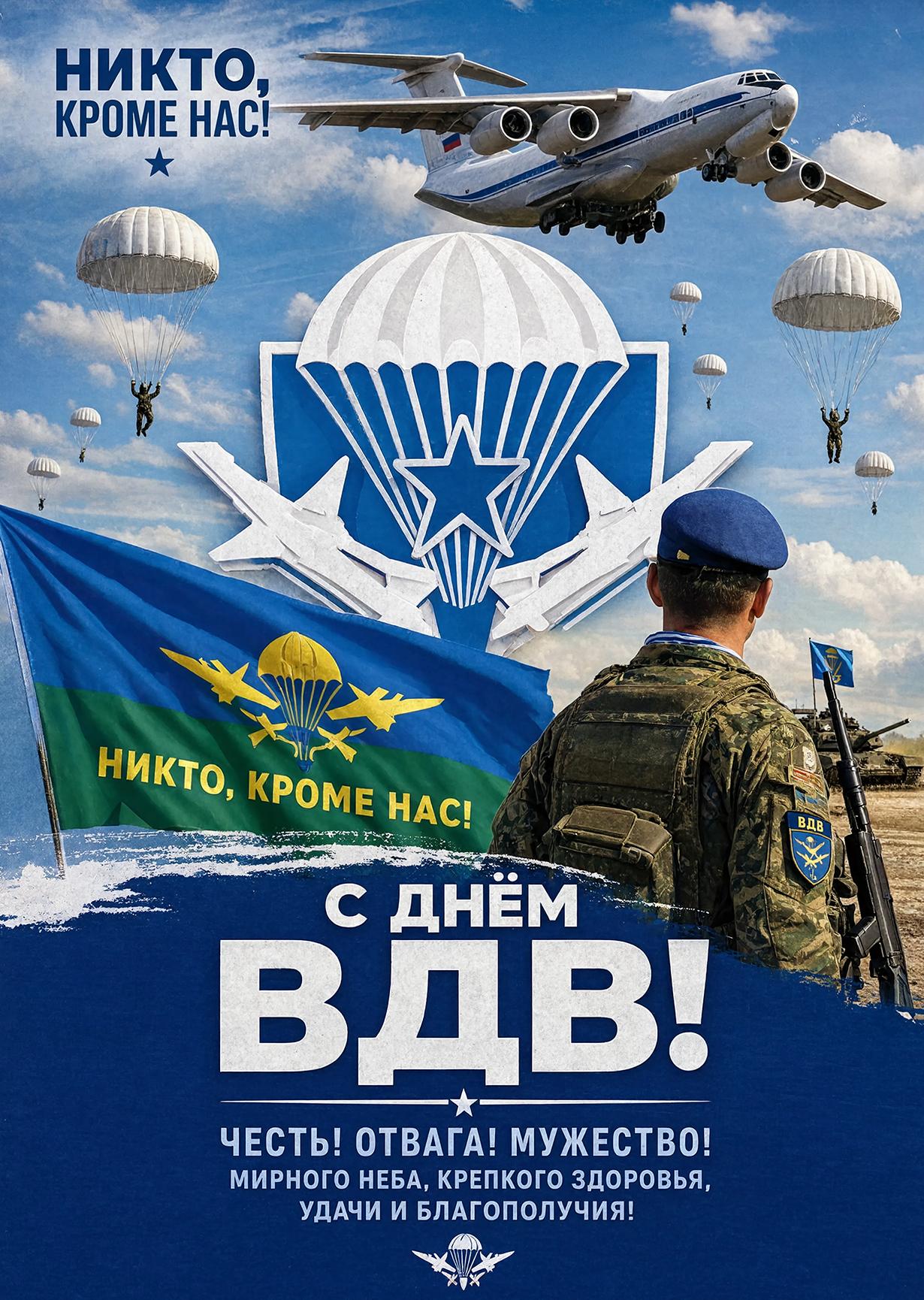Открытка c днем ВДВ #1