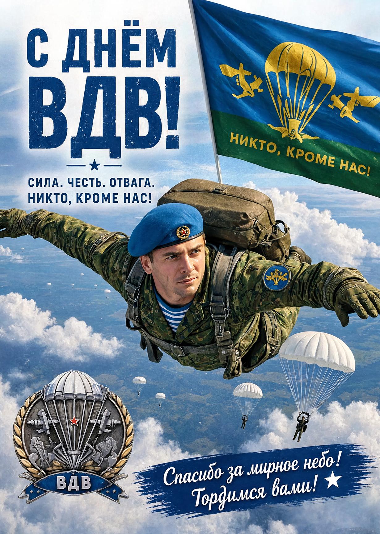 Открытка c днем ВДВ #5