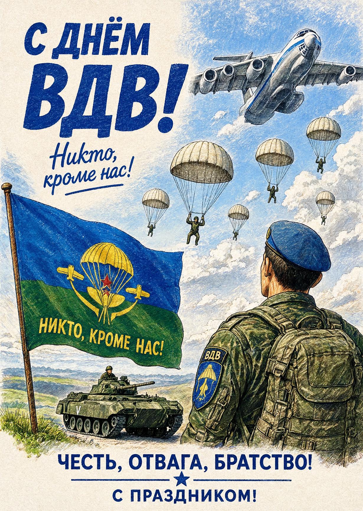 Открытка c днем ВДВ #15