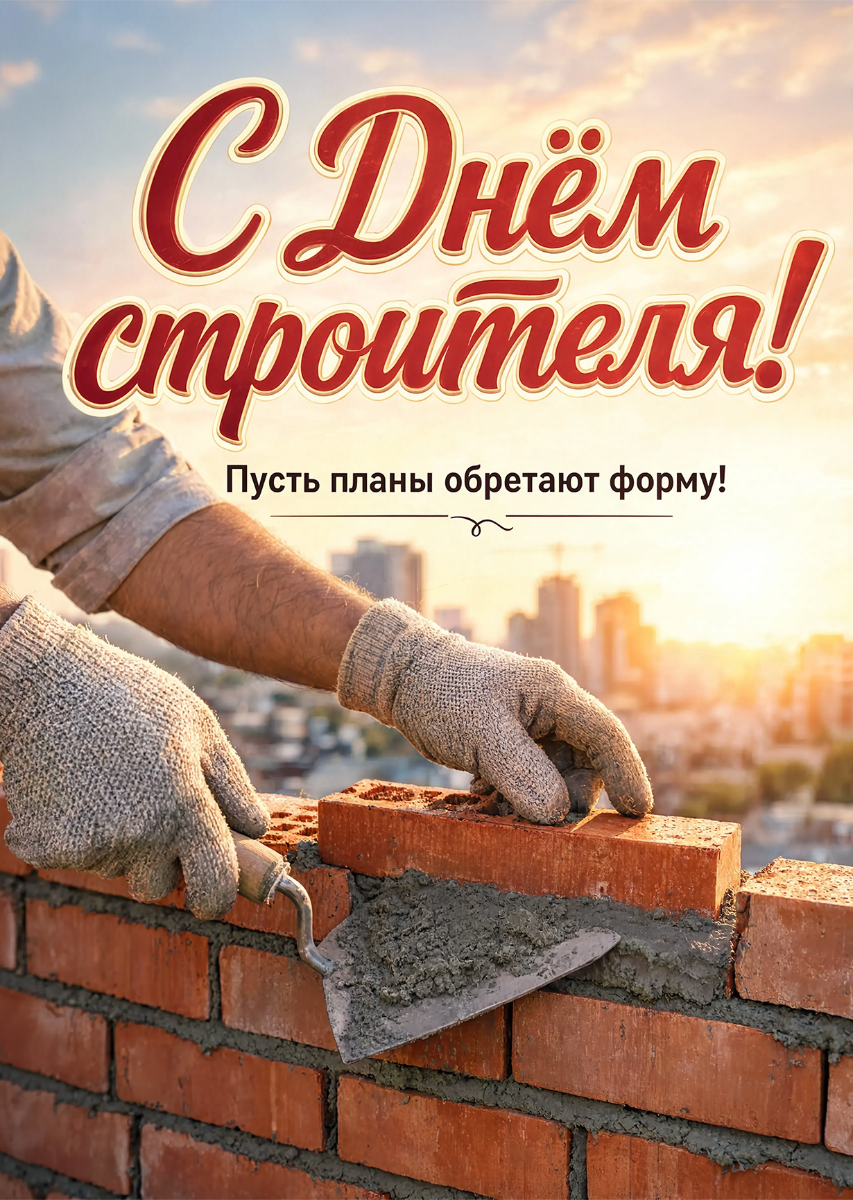 Открытка с днем строителя #15