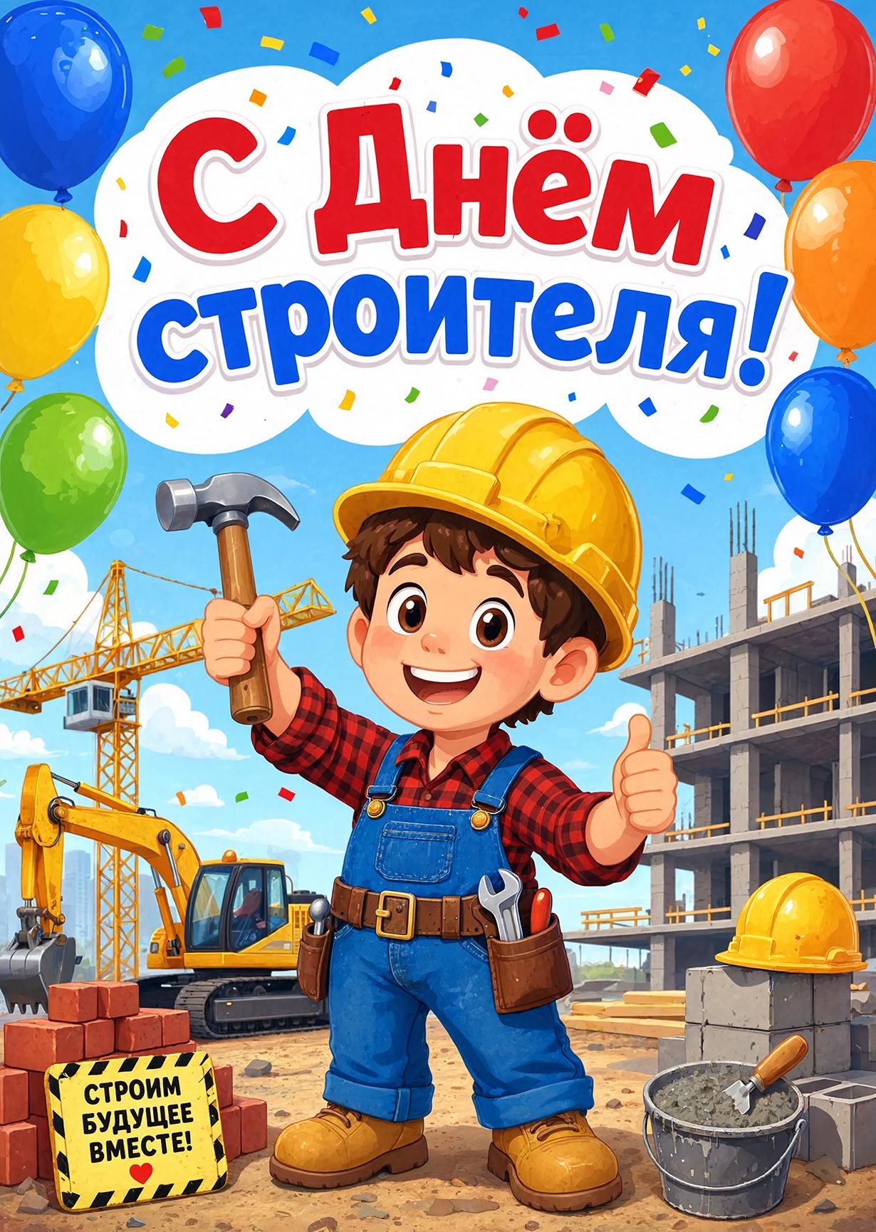 Открытка с днем строителя #12