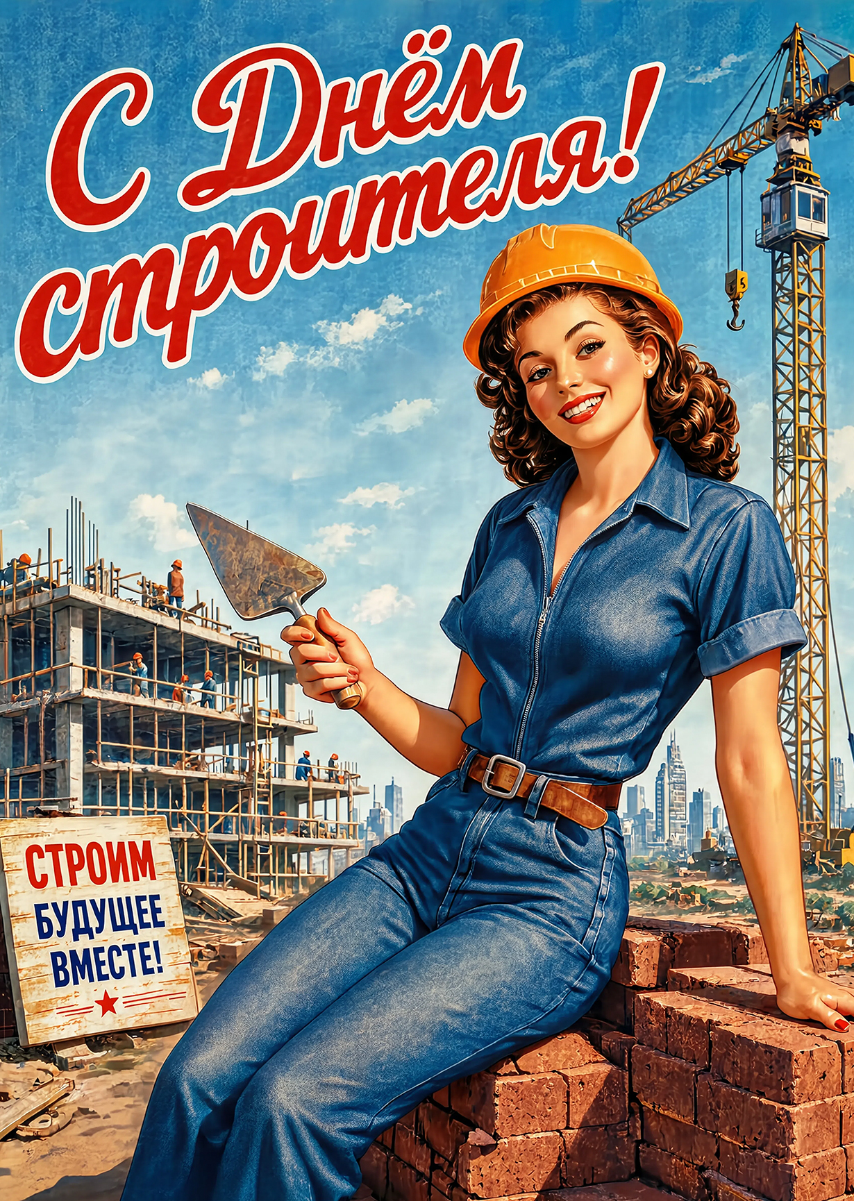 Открытка с днем строителя #27