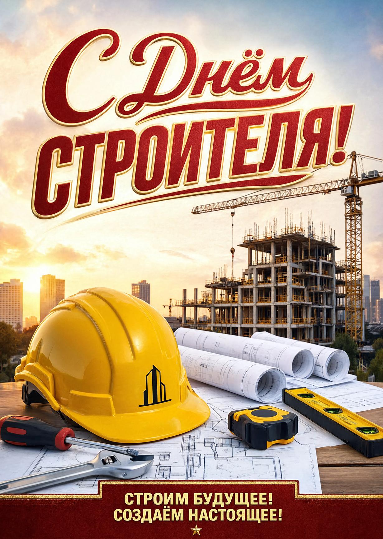 Открытка с днем строителя #2