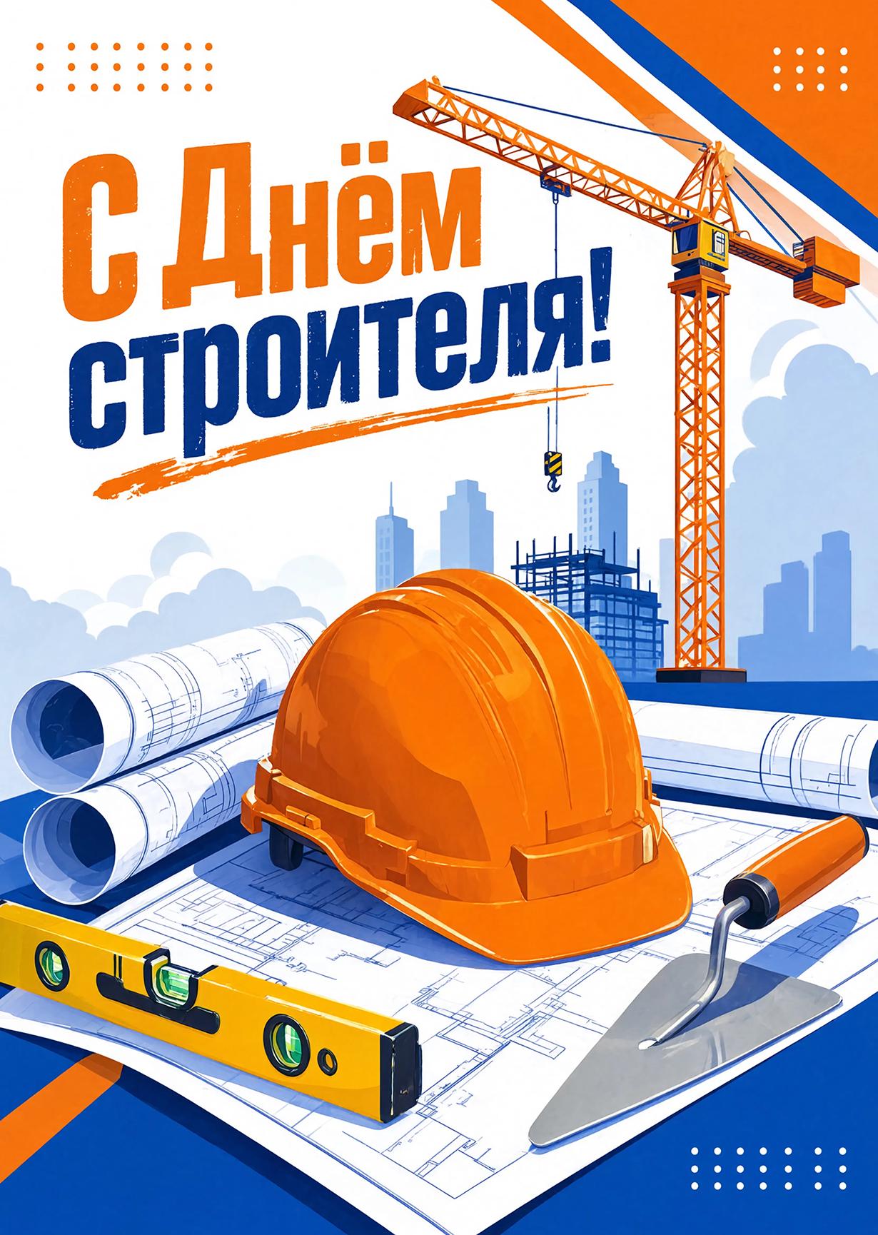 Открытка с днем строителя #9