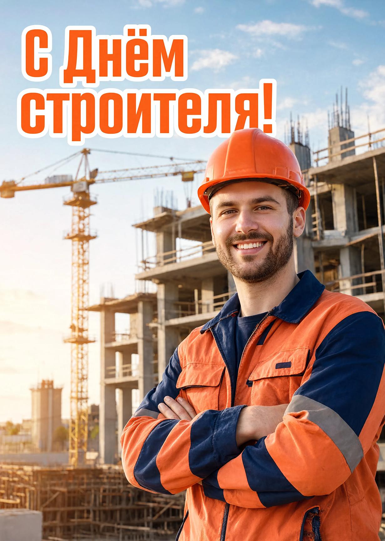 Открытка с днем строителя #8