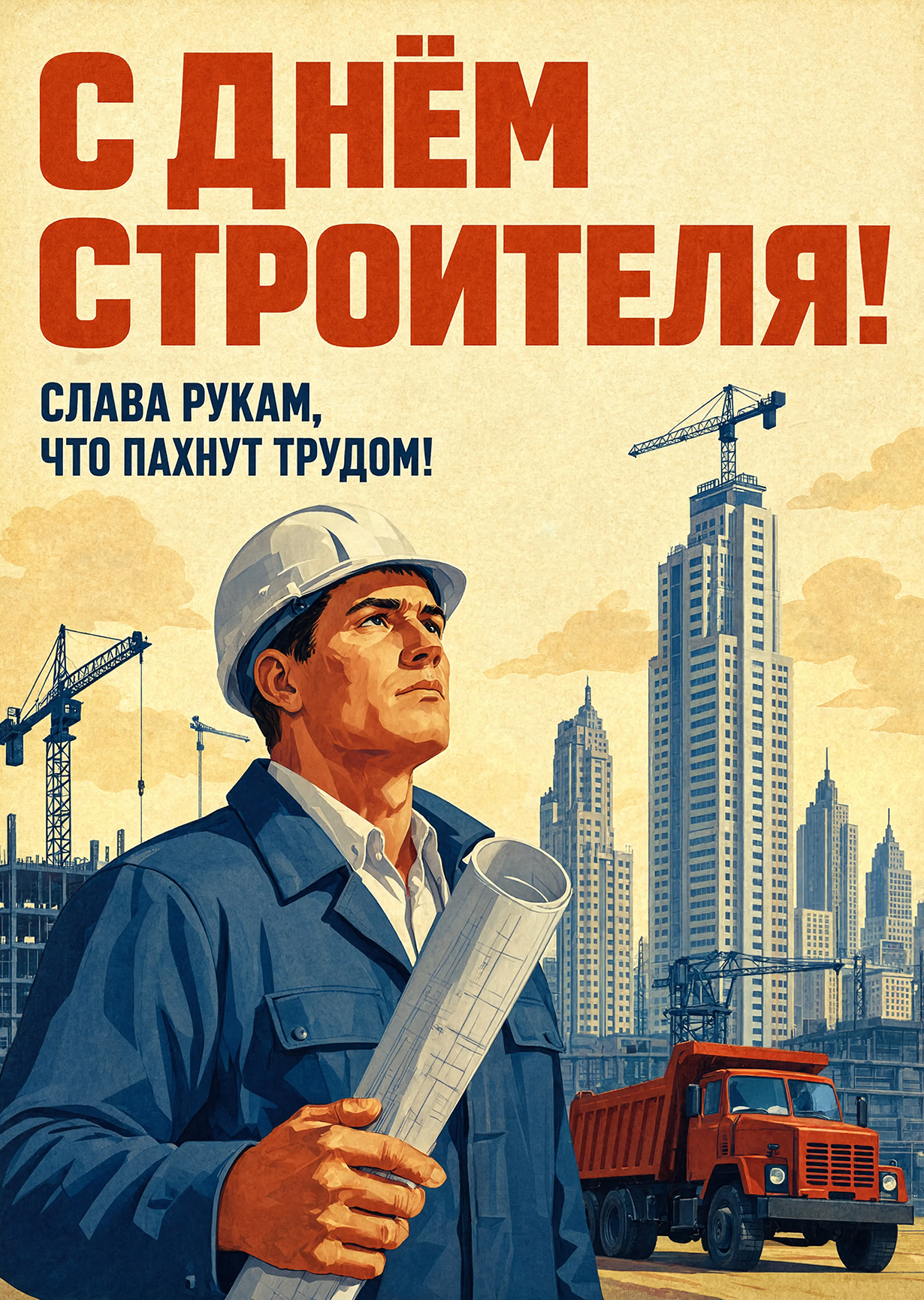 Открытка с днем строителя #36