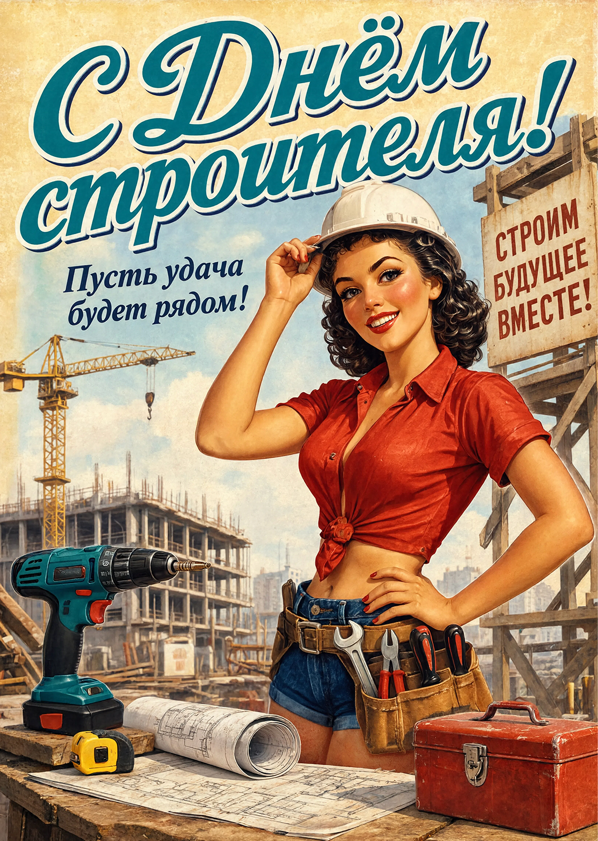 Открытка с днем строителя #31