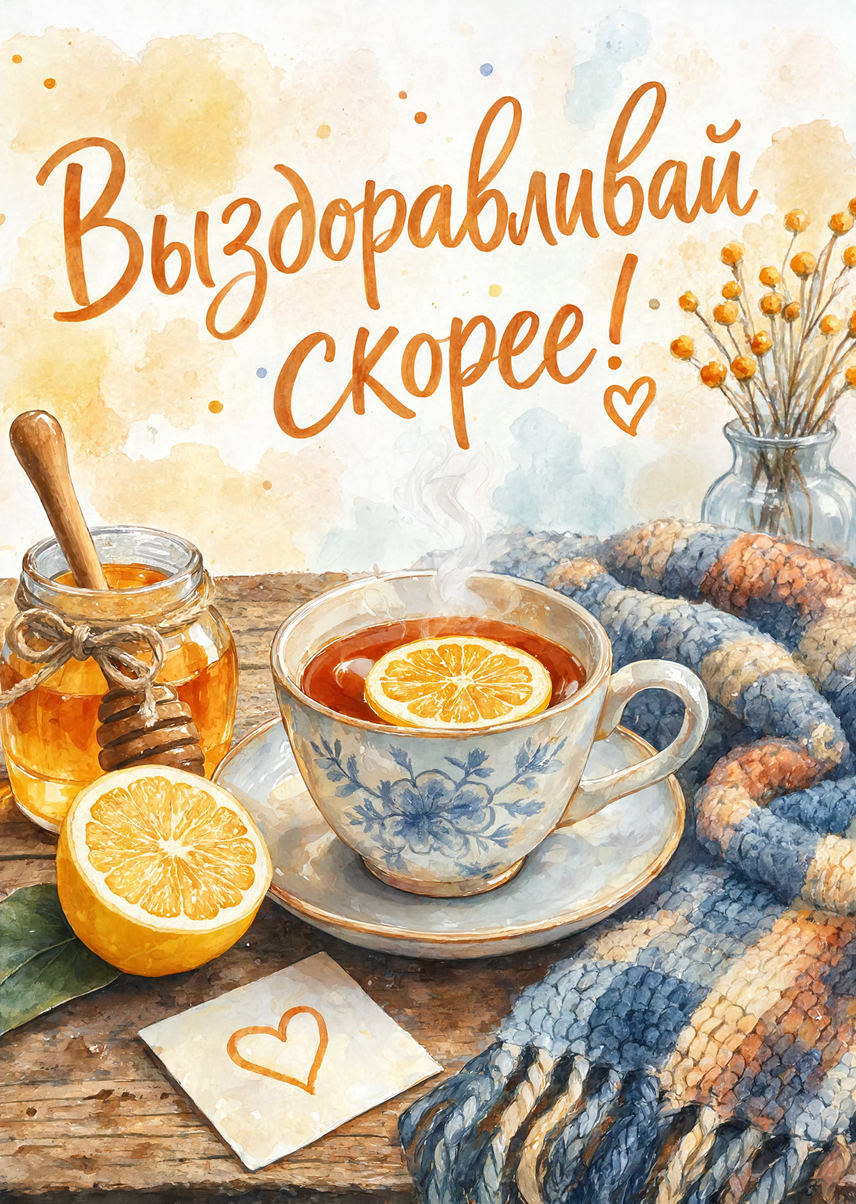 Открытка с пожеланием выздоравливай #7