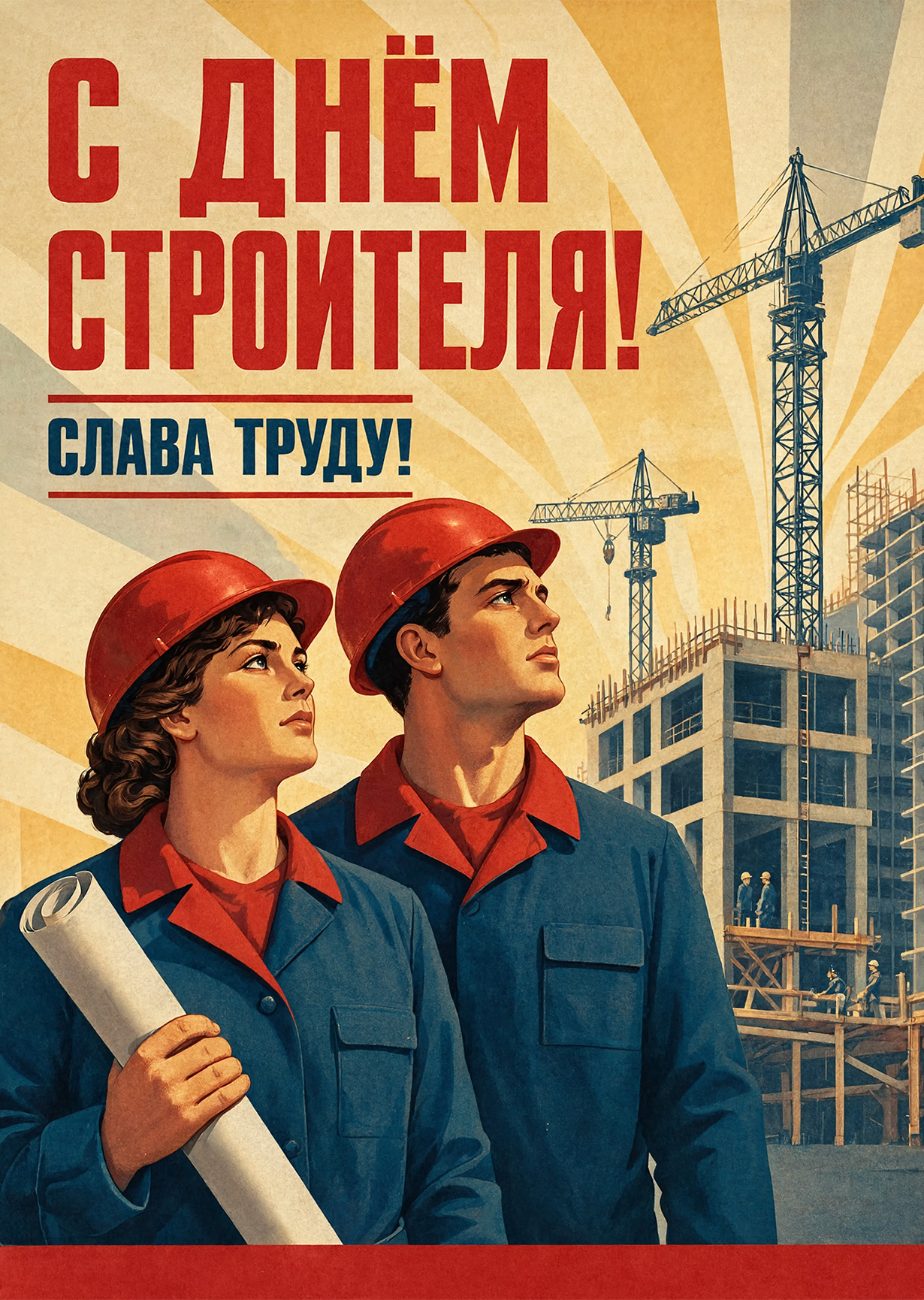 Открытка с днем строителя #33