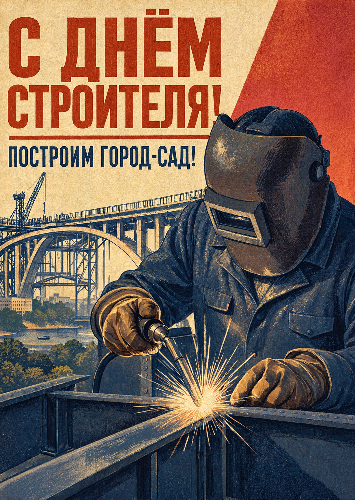 Открытка с днем строителя #35