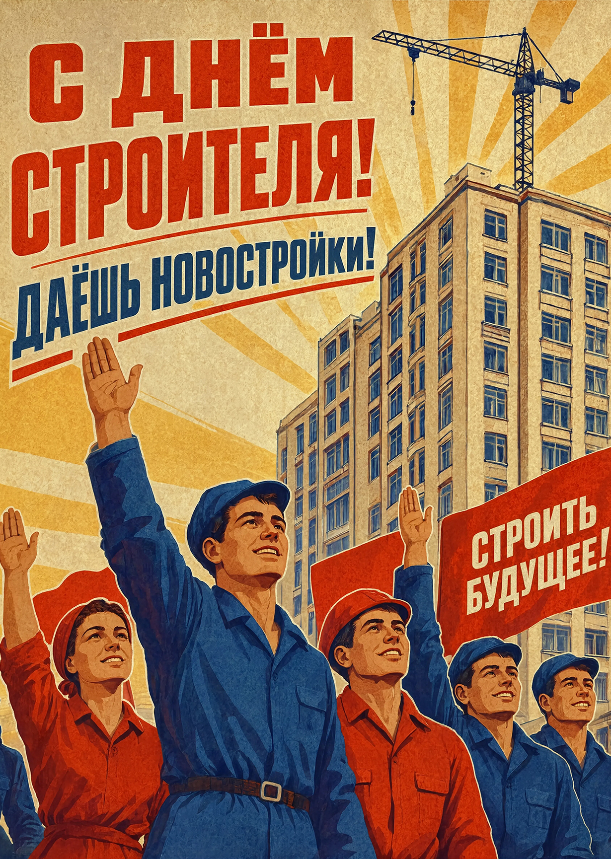Открытка с днем строителя #37