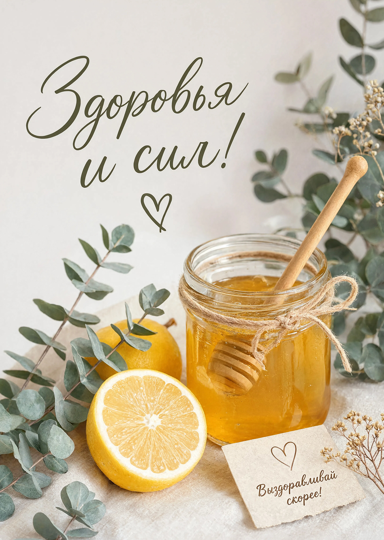 Открытка с пожеланием выздоравливай #21