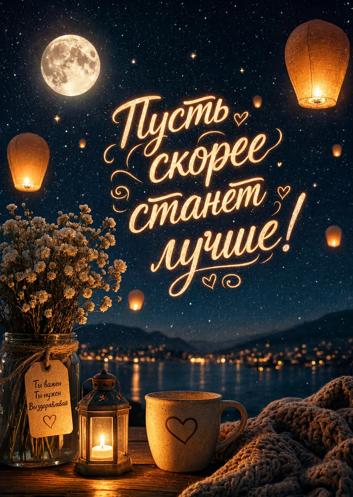 Открытка с пожеланием выздоравливай #19